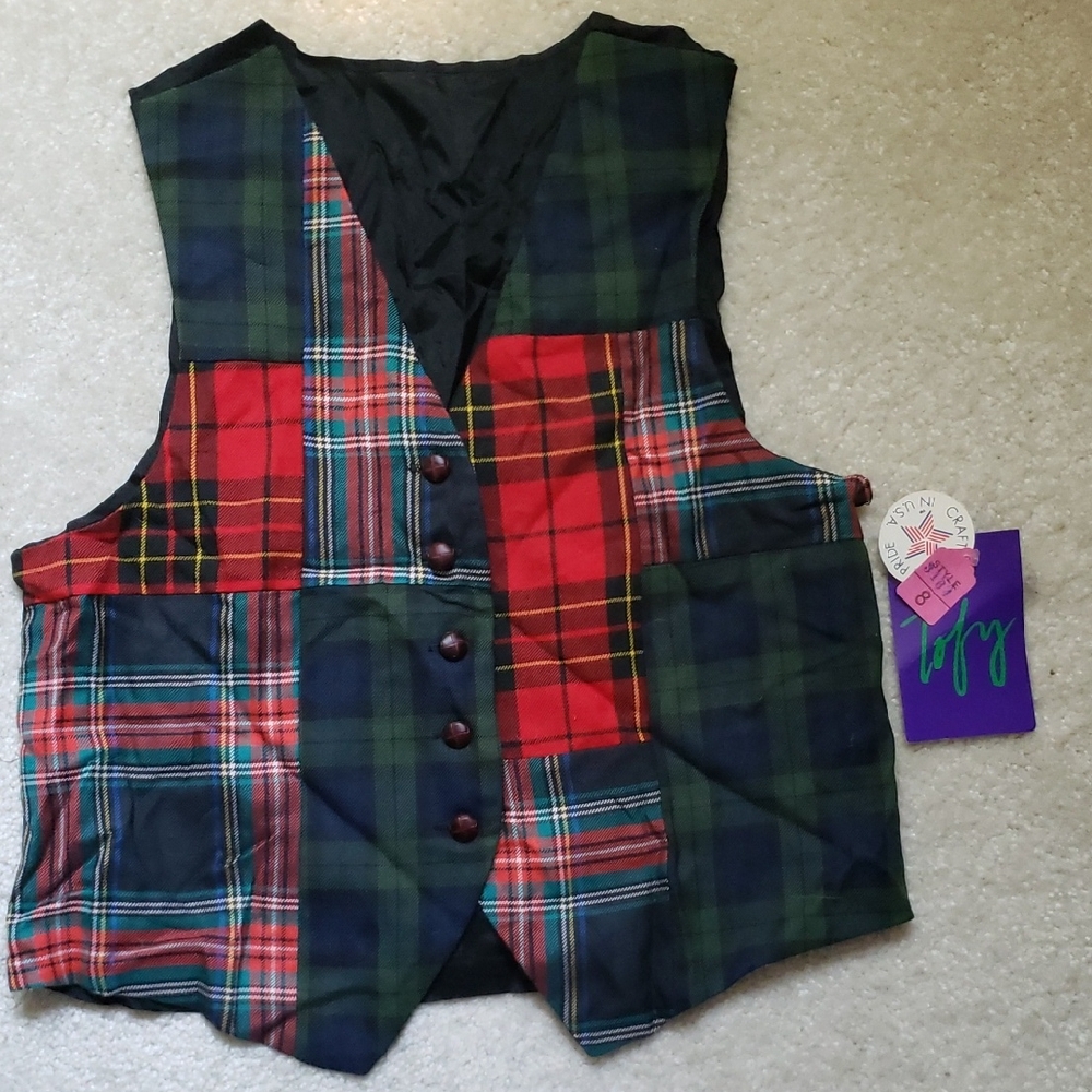 NWT New Versatile Colorful Plaid Women's Vest Dress Up Or Down Very Stylish